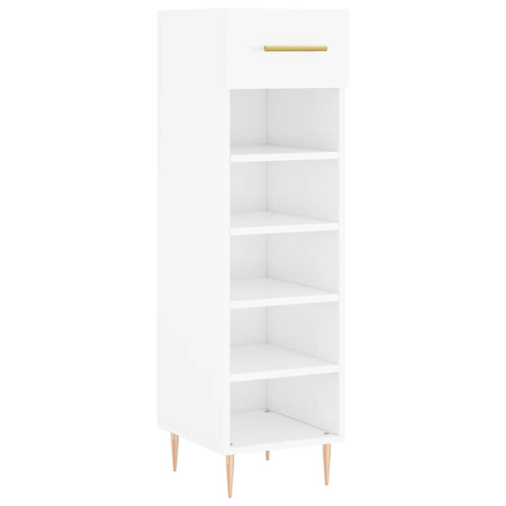 (high gloss white) vidaXL Shoe Cabinet Shoe Storage Cupboard Shoe Rack Smoked Oak Engineered Wood