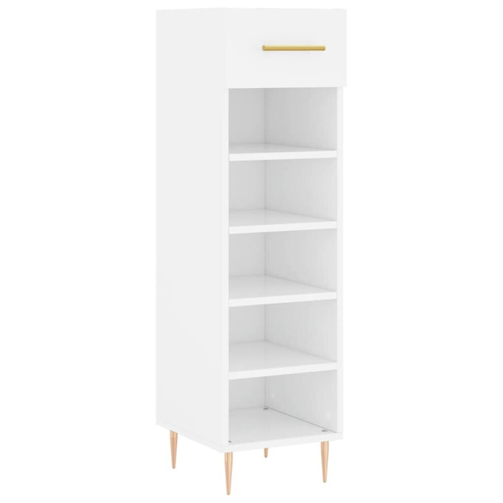 (white) vidaXL Shoe Cabinet Shoe Storage Cupboard Shoe Rack Smoked Oak Engineered Wood