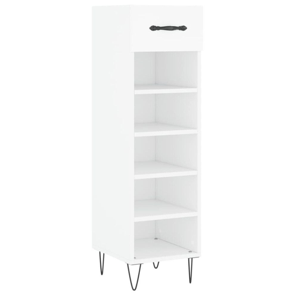 (white) vidaXL Shoe Cabinet Shoe Storage Cupboard Shoe Rack Smoked Oak Engineered Wood