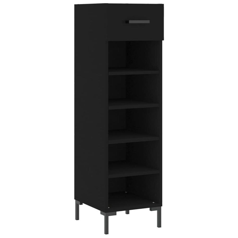 (black) vidaXL Shoe Cabinet Shoe Storage Cupboard Shoe Rack Sonoma Oak Engineered Wood