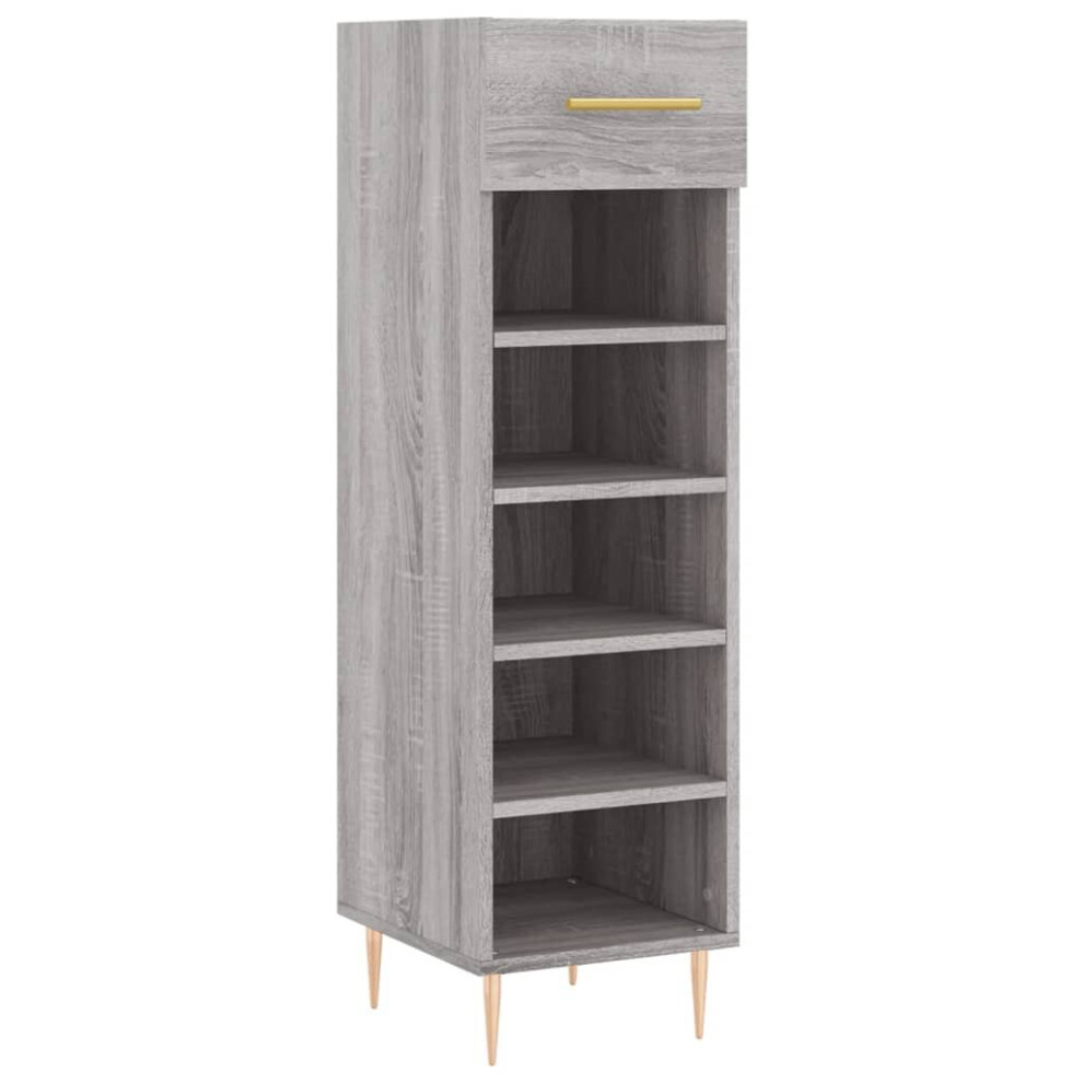 (grey sonoma) vidaXL Shoe Cabinet Shoe Storage Cupboard Shoe Rack Smoked Oak Engineered Wood