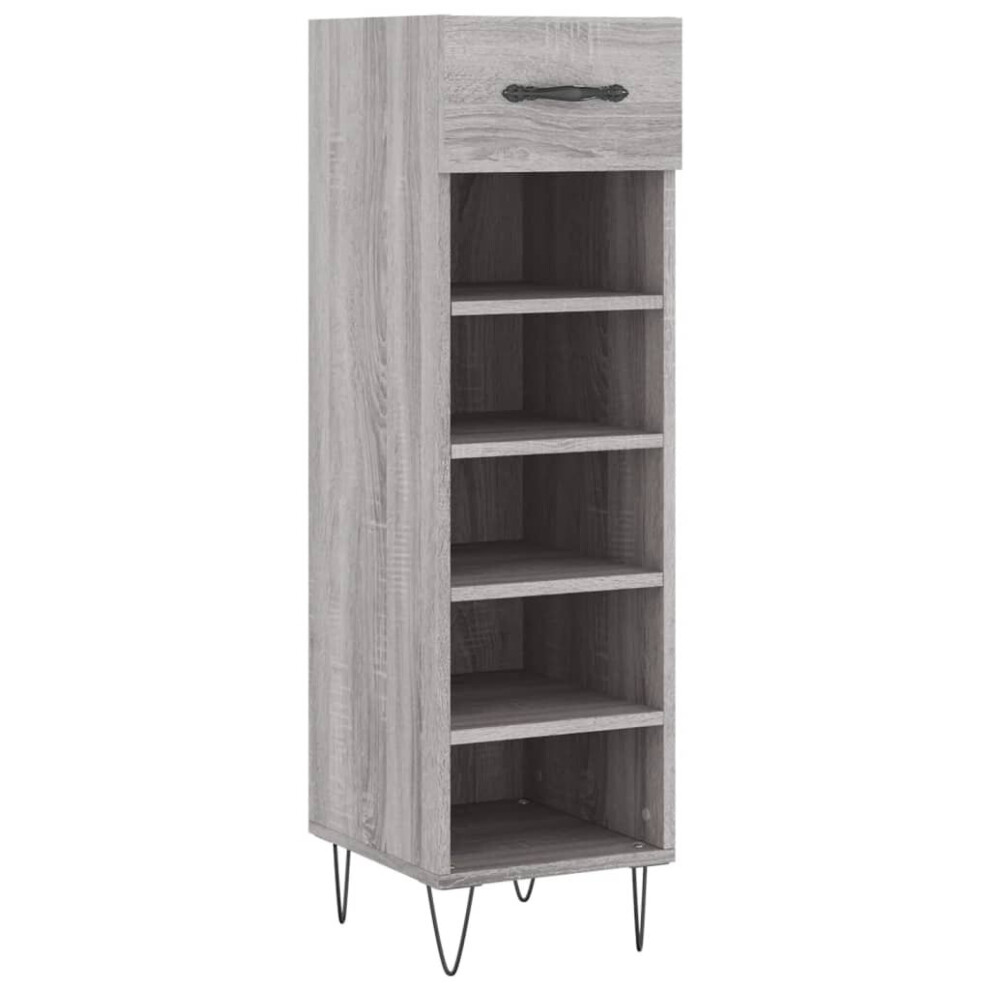 (grey sonoma) vidaXL Shoe Cabinet Shoe Storage Cupboard Shoe Rack Smoked Oak Engineered Wood