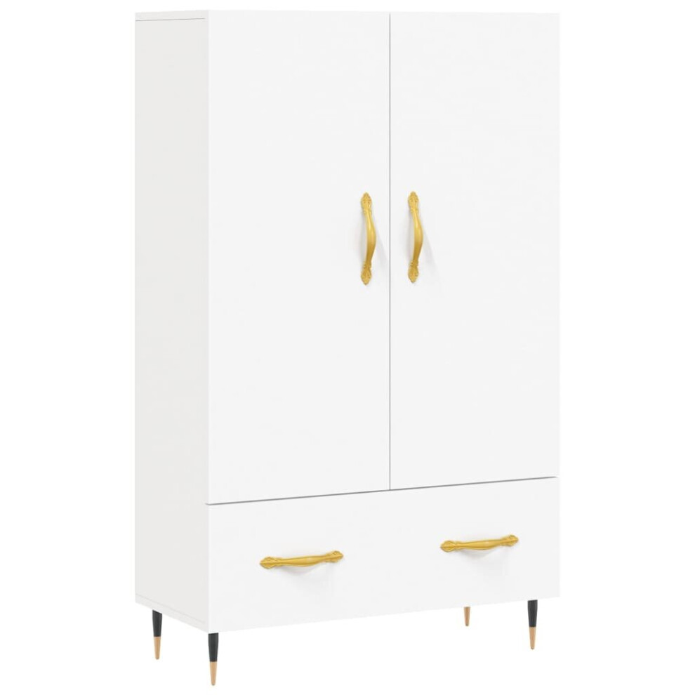 (white) vidaXL Highboard Sideboard Cupboard Side Cabinet Smoked Oak Engineered Wood