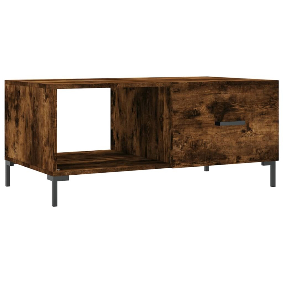 Vidaxl (Smoked Oak) Coffee Table Side Table Sofa End Table High Gloss White Engineered Wood