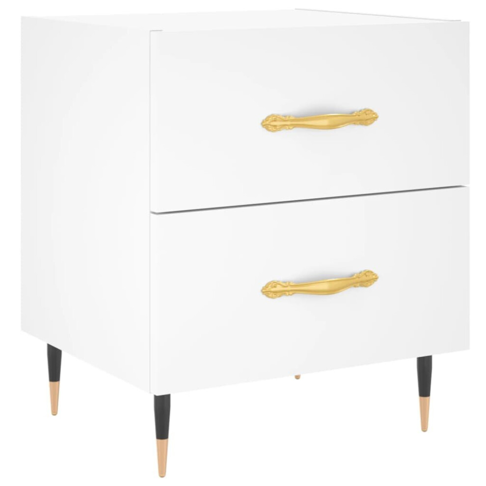 Vidaxl (White, 1 Pcs) Bedside Cabinets Bedside Table Nightstand 2 Pcs Black Engineered Wood