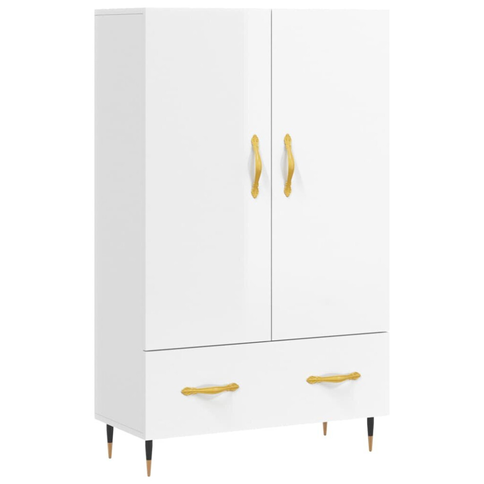 (high gloss white) vidaXL Highboard Sideboard Cupboard Side Cabinet Smoked Oak Engineered Wood