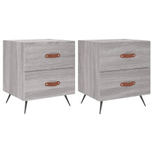 (grey sonoma, 2 pcs) vidaXL Bedside Cabinets Bedside Table Nightstand 2 pcs Black Engineered Wood