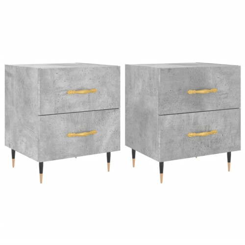 VidaXL (concrete grey, 2 pcs) vidaXL Bedside Cabinets Bedside Table Nightstand 2 pcs Black Engineered Wood