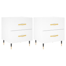 (white, 2 pcs) vidaXL Bedside Cabinets Bedside Table Nightstand 2 pcs Black Engineered Wood