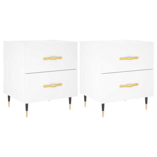VidaXL (white, 2 pcs) vidaXL Bedside Cabinets Bedside Table Nightstand 2 pcs Black Engineered Wood
