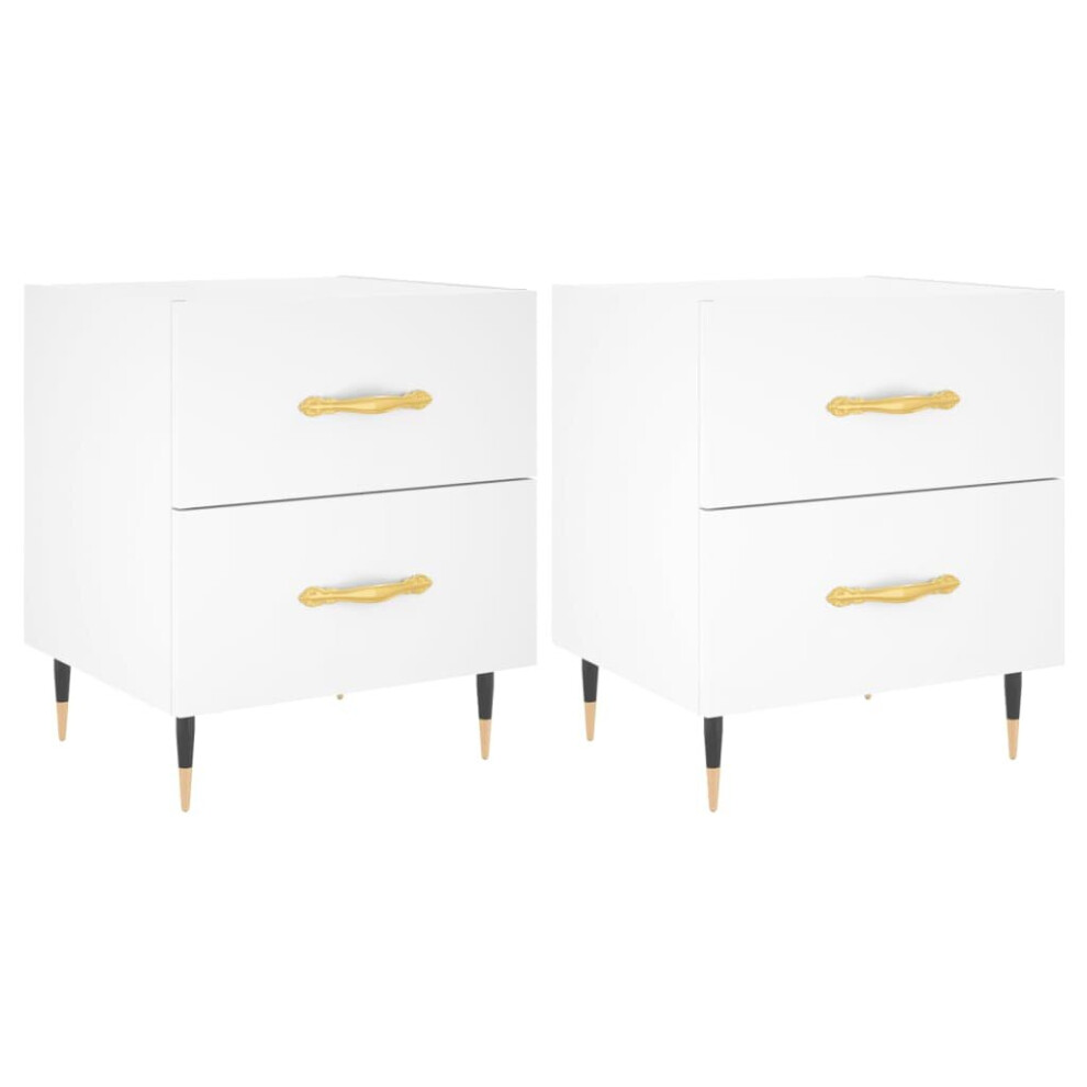 Vidaxl (White, 2 Pcs) Bedside Cabinets Bedside Table Nightstand 2 Pcs Black Engineered Wood