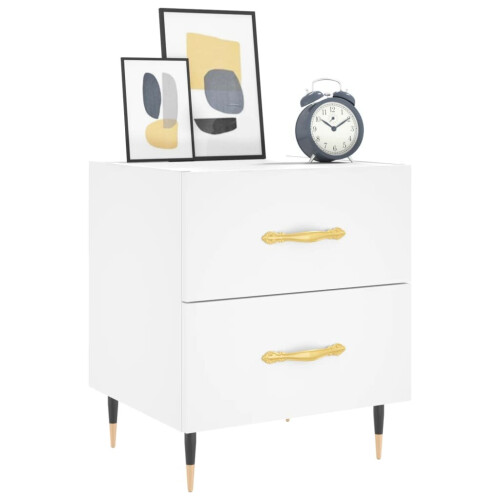 VidaXL (white, 1 pcs) vidaXL Bedside Cabinets Bedside Table Nightstand 2 pcs Black Engineered Wood 2
