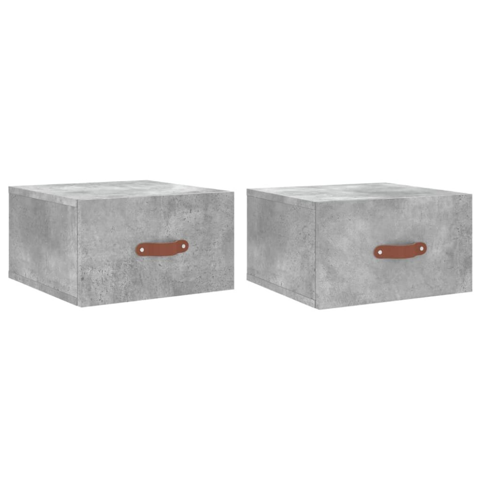 (concrete grey, 2 pcs) vidaXL Wall-mounted Bedside Cabinet Floating Cabinets Nightstand Concrete Grey