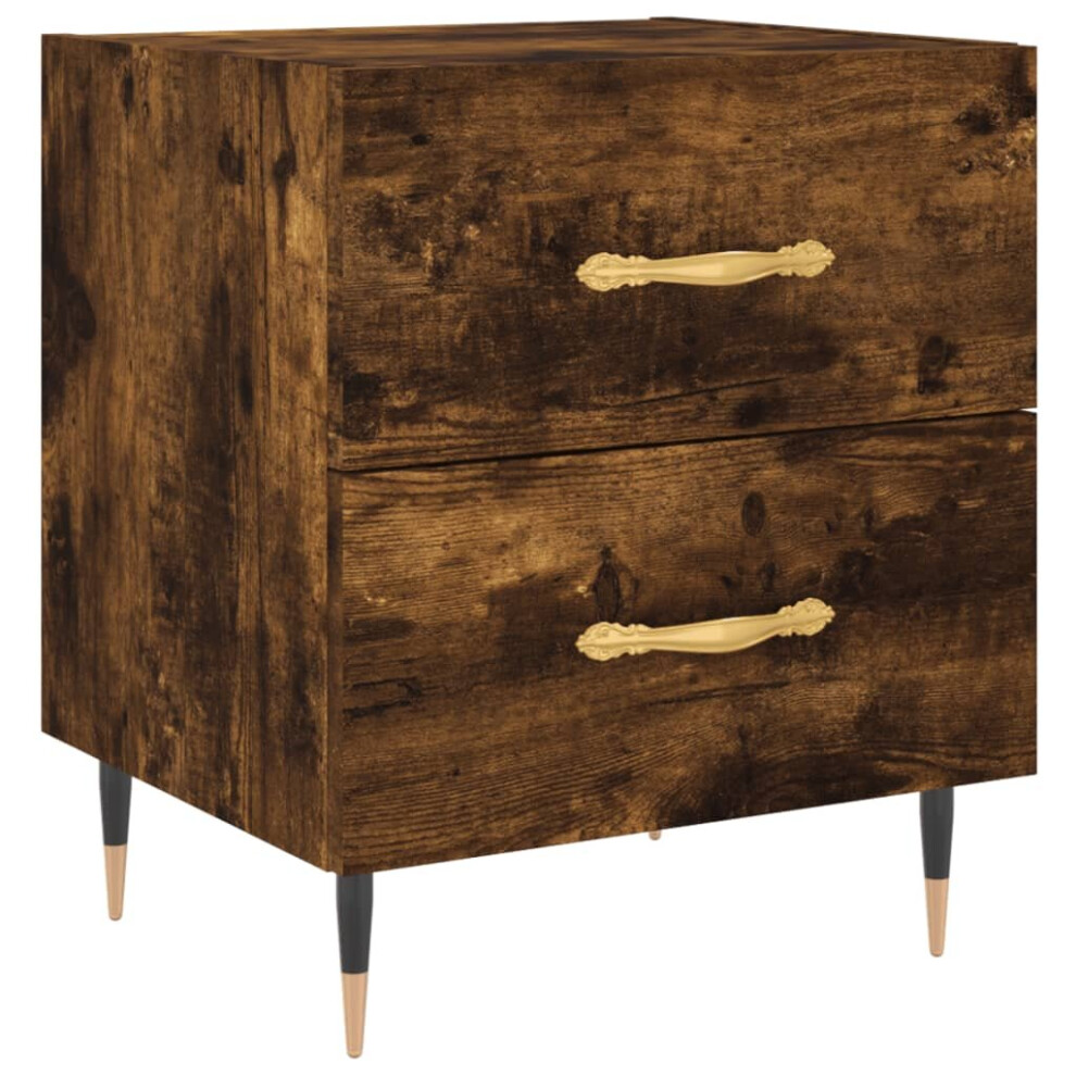 Vidaxl (Smoked Oak, 1 Pcs) Bedside Cabinets Bedside Table Nightstand 2 Pcs Black Engineered Wood