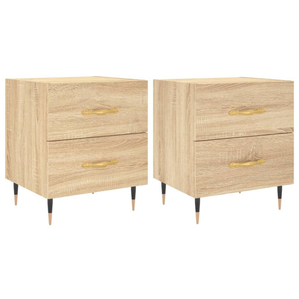 Vidaxl (Sonoma Oak, 2 Pcs) Bedside Cabinets Bedside Table Nightstand 2 Pcs Black Engineered Wood