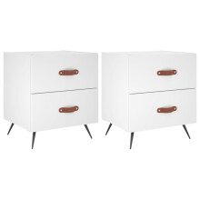 (white, 2 pcs) vidaXL Bedside Cabinets Bedside Table Nightstand 2 pcs Black Engineered Wood