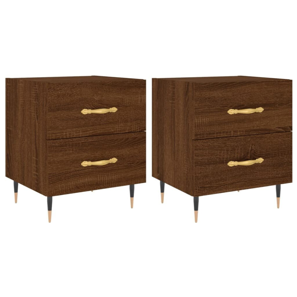 (brown oak, 2 pcs) vidaXL Bedside Cabinets Bedside Table Nightstand 2 pcs Black Engineered Wood