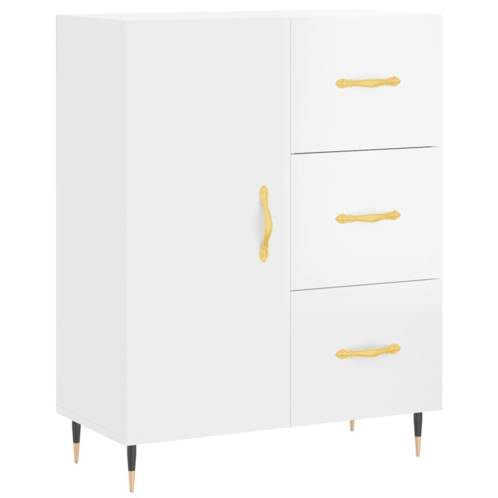Vidaxl White Sideboard Storage Cabinet Cupboard High Gloss Engineered Wood