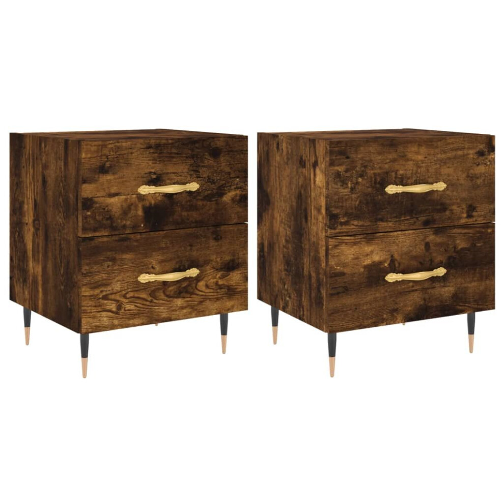 (smoked oak, 2 pcs) vidaXL Bedside Cabinets Bedside Table Nightstand 2 pcs Black Engineered Wood