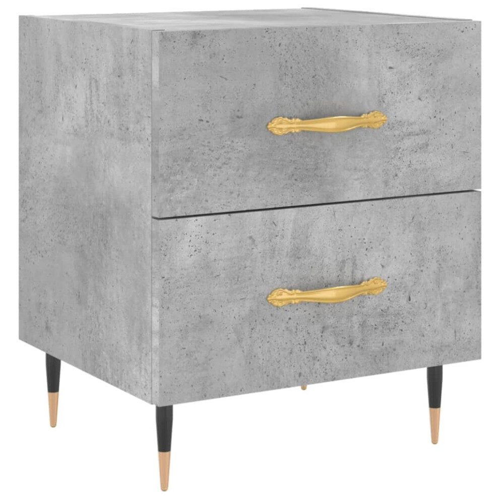 Vidaxl (Concrete Grey, 1 Pcs) Bedside Cabinets Bedside Table Nightstand 2 Pcs Black Engineered Wood