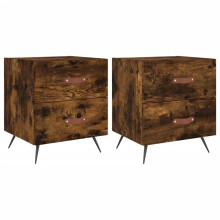 (smoked oak, 2 pcs) vidaXL Bedside Cabinets Bedside Table Nightstand 2 pcs Black Engineered Wood