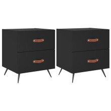 (black, 2 pcs) vidaXL Bedside Cabinets Bedside Table Nightstand 2 pcs Black Engineered Wood