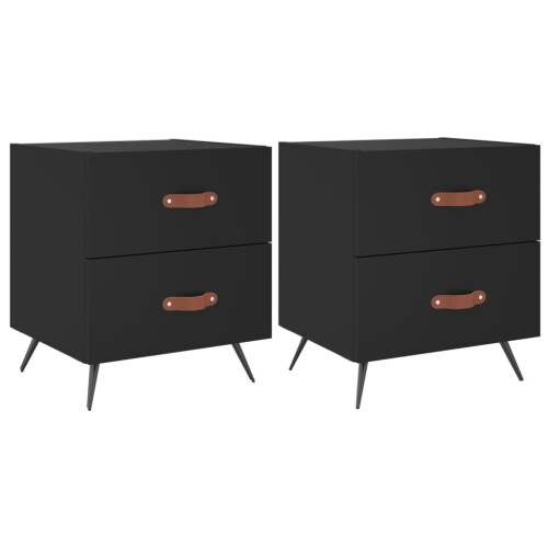 VidaXL (black, 2 pcs) vidaXL Bedside Cabinets Bedside Table Nightstand 2 pcs Black Engineered Wood