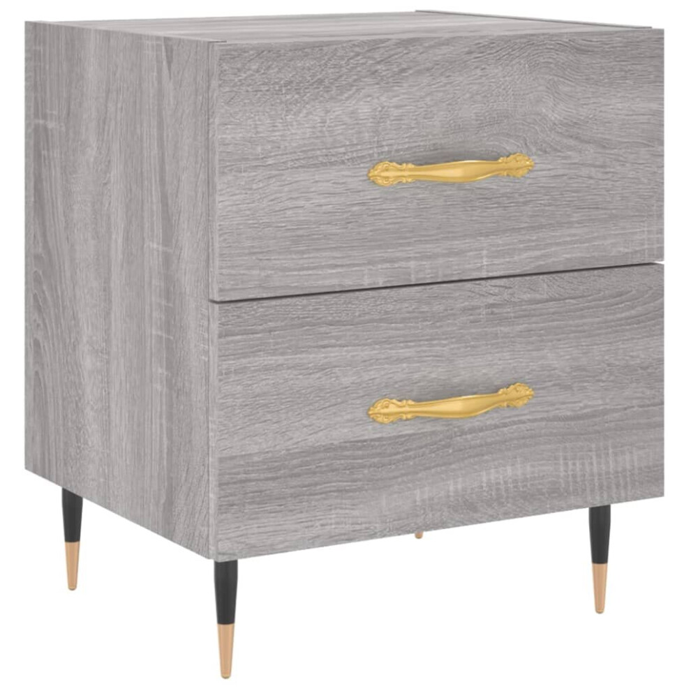 Vidaxl (Grey Sonoma, 1 Pcs) Bedside Cabinets Bedside Table Nightstand 2 Pcs Black Engineered Wood