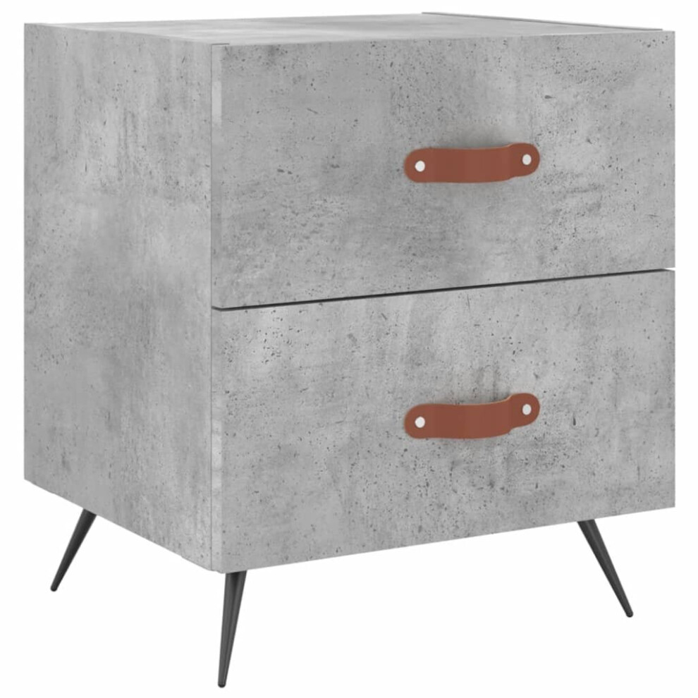 Vidaxl (Concrete Grey, 1 Pcs) Bedside Cabinets Bedside Table Nightstand 2 Pcs Black Engineered Wood