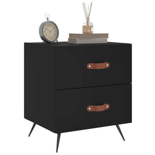 VidaXL (black, 2 pcs) vidaXL Bedside Cabinets Bedside Table Nightstand 2 pcs Black Engineered Wood 2