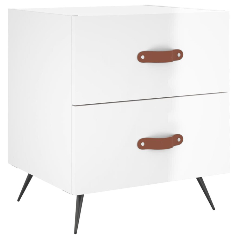 Vidaxl (High Gloss White, 1 Pcs) Bedside Cabinets Bedside Table Nightstand 2 Pcs Black Engineered Wood