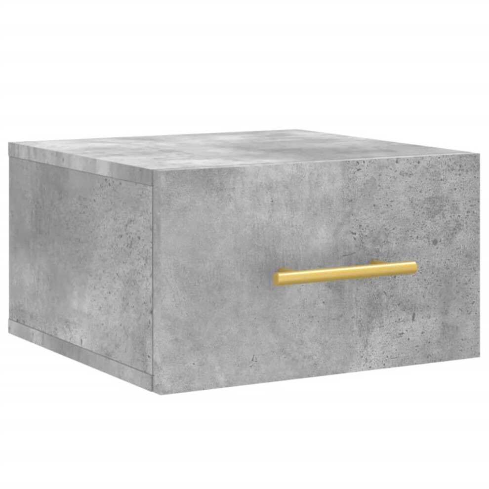 Vidaxl (Concrete Grey, 1 Pcs) Wall-Mounted Bedside Cabinet Floating Storage Cabinet Nightstand Black