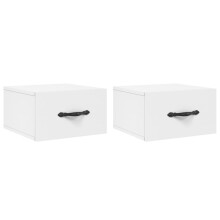 (white, 2 pcs) vidaXL Wall-mounted Bedside Cabinet Floating Cabinets Nightstands Smoked Oak