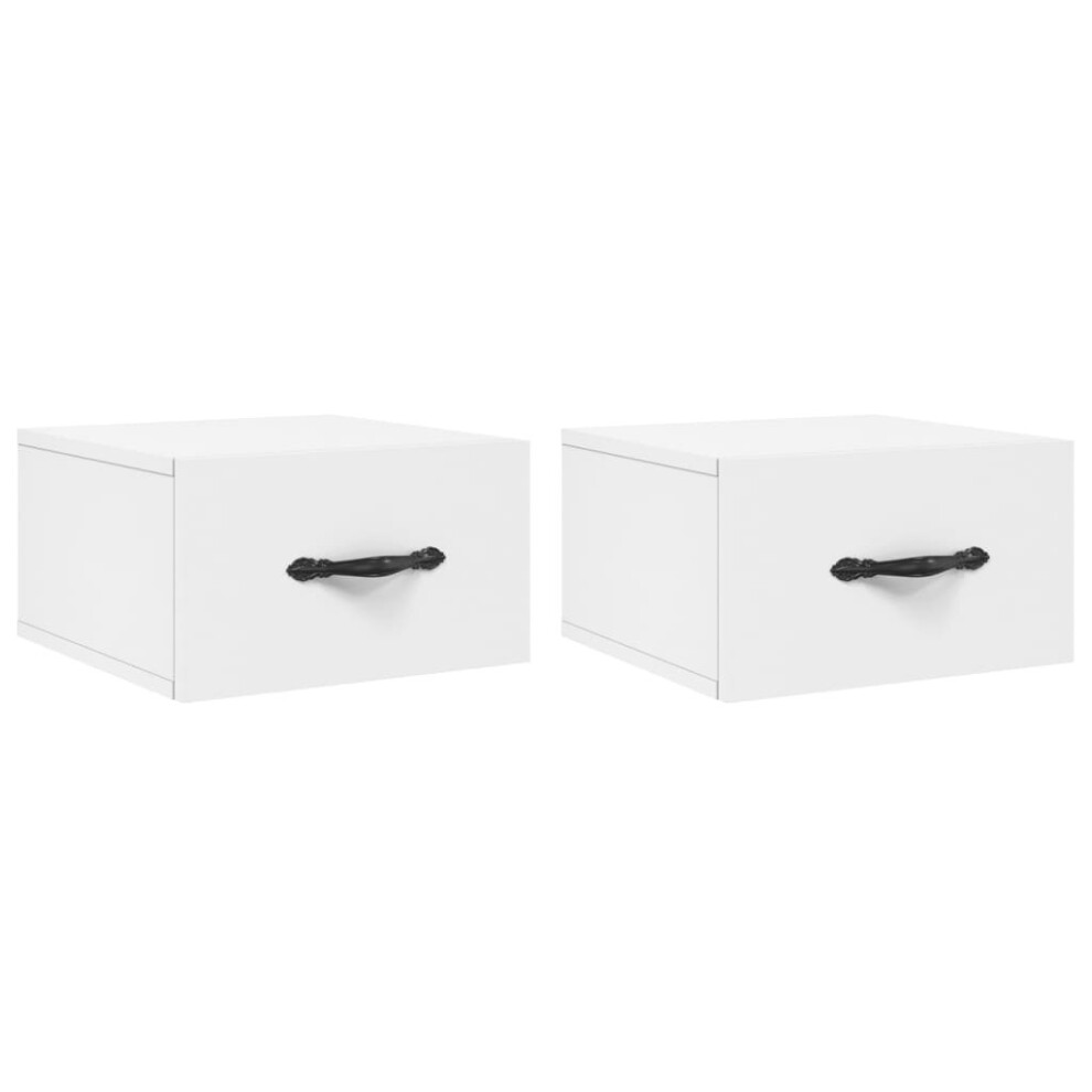 (white, 2 pcs) vidaXL Wall-mounted Bedside Cabinet Floating Cabinets Nightstands Smoked Oak