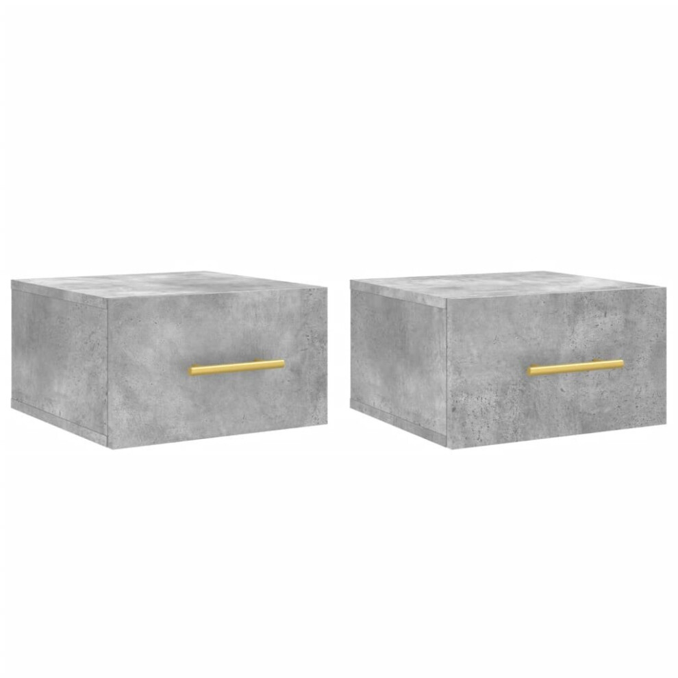 Vidaxl (Concrete Grey, 2 Pcs) Wall-Mounted Bedside Cabinet Floating Storage Cabinet Nightstand Black