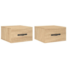 (sonoma oak, 2 pcs) vidaXL Wall-mounted Bedside Cabinet Floating Cabinets Nightstands Smoked Oak