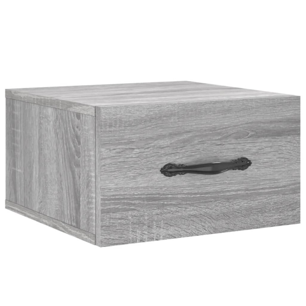 Vidaxl (Grey Sonoma, 1 Pcs) Wall-Mounted Bedside Cabinet Floating Cabinets Nightstands Smoked Oak