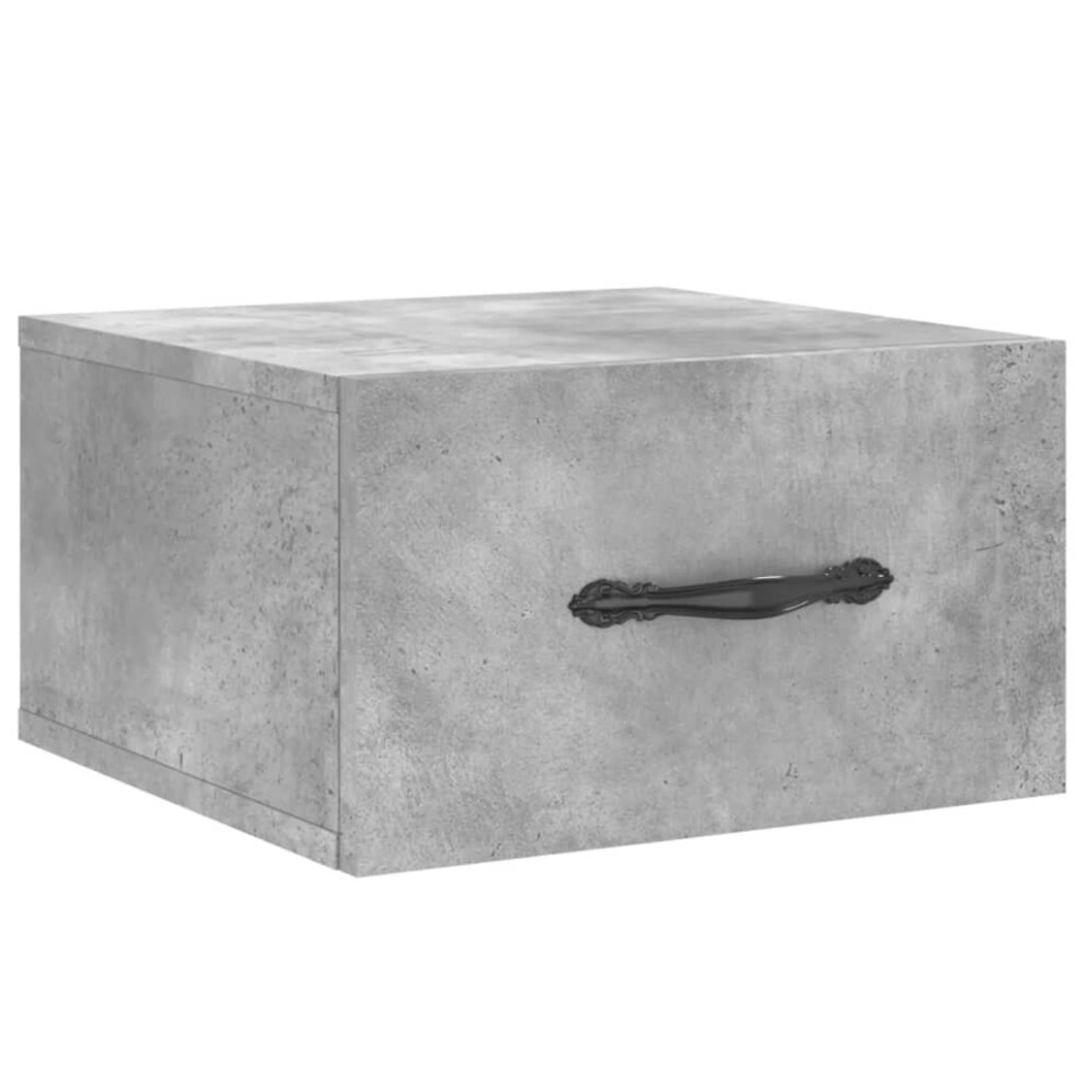 Vidaxl (Concrete Grey, 1 Pcs) Wall-Mounted Bedside Cabinet Floating Cabinets Nightstands Smoked Oak