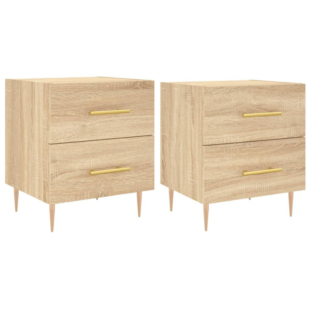 (sonoma oak, 2 pcs) vidaXL Bedside Cabinets Bedside Table Nightstand 2 pcs White Engineered Wood