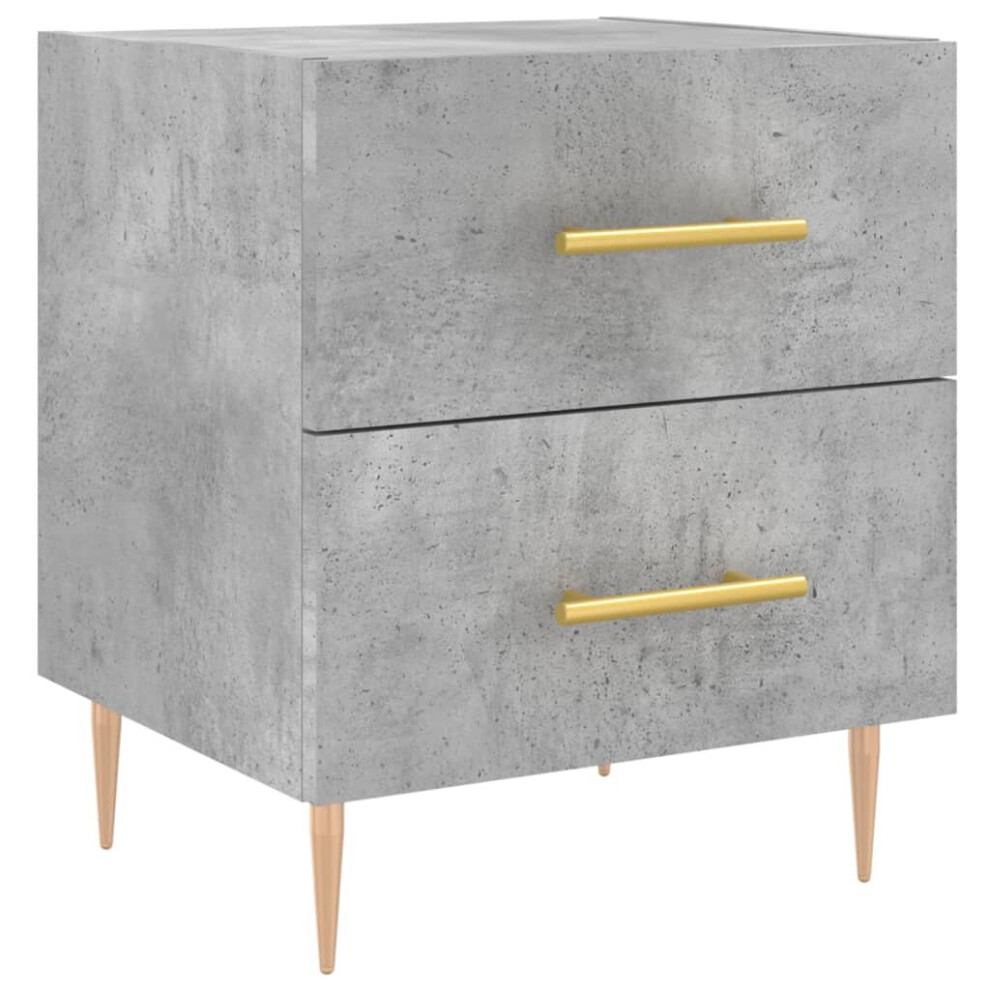Vidaxl (Concrete Grey, 1 Pcs) Bedside Cabinets Bedside Table Nightstand 2 Pcs White Engineered Wood