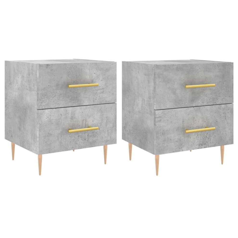 Vidaxl (Concrete Grey, 2 Pcs) Bedside Cabinets Bedside Table Nightstand 2 Pcs White Engineered Wood