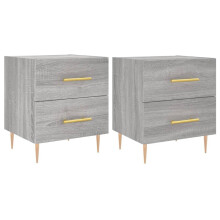 (grey sonoma, 2 pcs) vidaXL Bedside Cabinets Bedside Table Nightstand 2 pcs White Engineered Wood