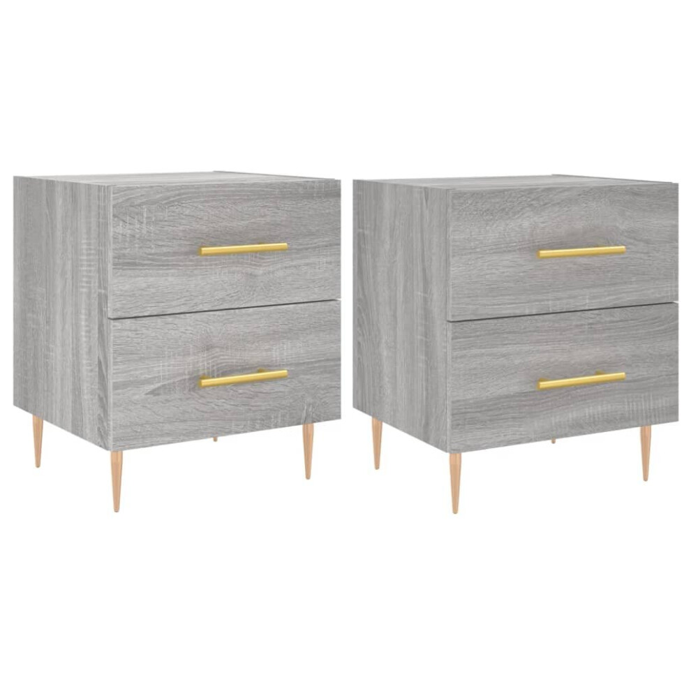 (grey sonoma, 2 pcs) vidaXL Bedside Cabinets Bedside Table Nightstand 2 pcs White Engineered Wood