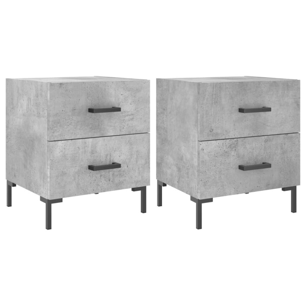 (concrete grey, 2 pcs) vidaXL Bedside Cabinet Bed Table Nightstand Concrete Grey Engineered Wood