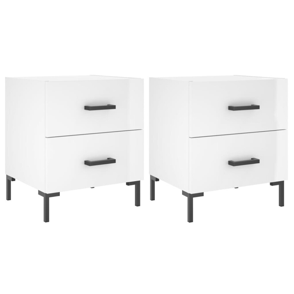 (high gloss white, 2 pcs) vidaXL Bedside Cabinet Bed Table Nightstand Concrete Grey Engineered Wood