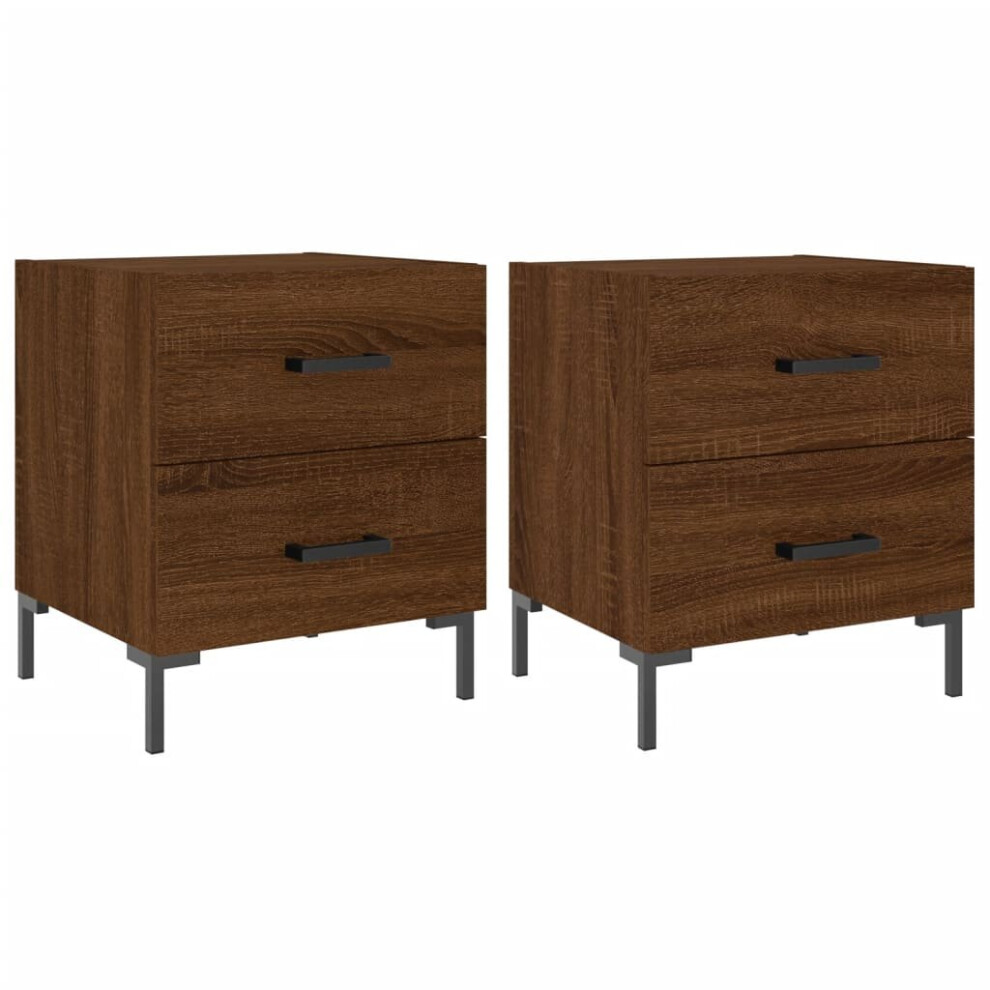 (brown oak, 2 pcs) vidaXL Bedside Cabinet Bed Table Nightstand Concrete Grey Engineered Wood