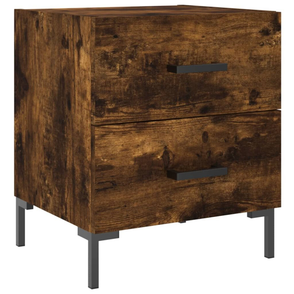 Vidaxl (Smoked Oak, 1 Pcs) Bedside Cabinet Bed Table Nightstand Concrete Engineered Wood Grey