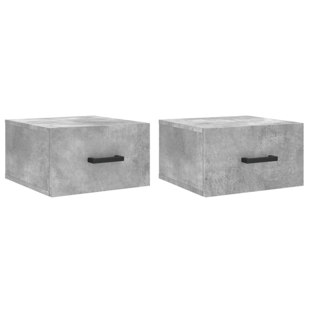 (concrete grey, 2 pcs) vidaXL Wall-mounted Bedside Cabinets Floating Cabinets 2 pcs Concrete Grey