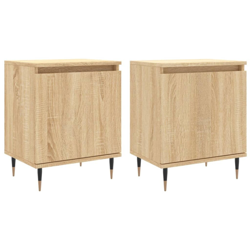 (sonoma oak, 2 pcs) vidaXL Bedside Cabinets Bedside Table Nightstand 2 pcs White Engineered Wood