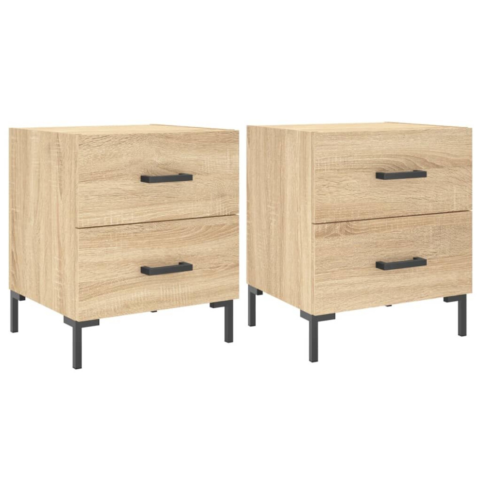 Vidaxl (Sonoma Oak, 2 Pcs) Bedside Cabinet Bed Table Nightstand Concrete Grey Engineered Wood